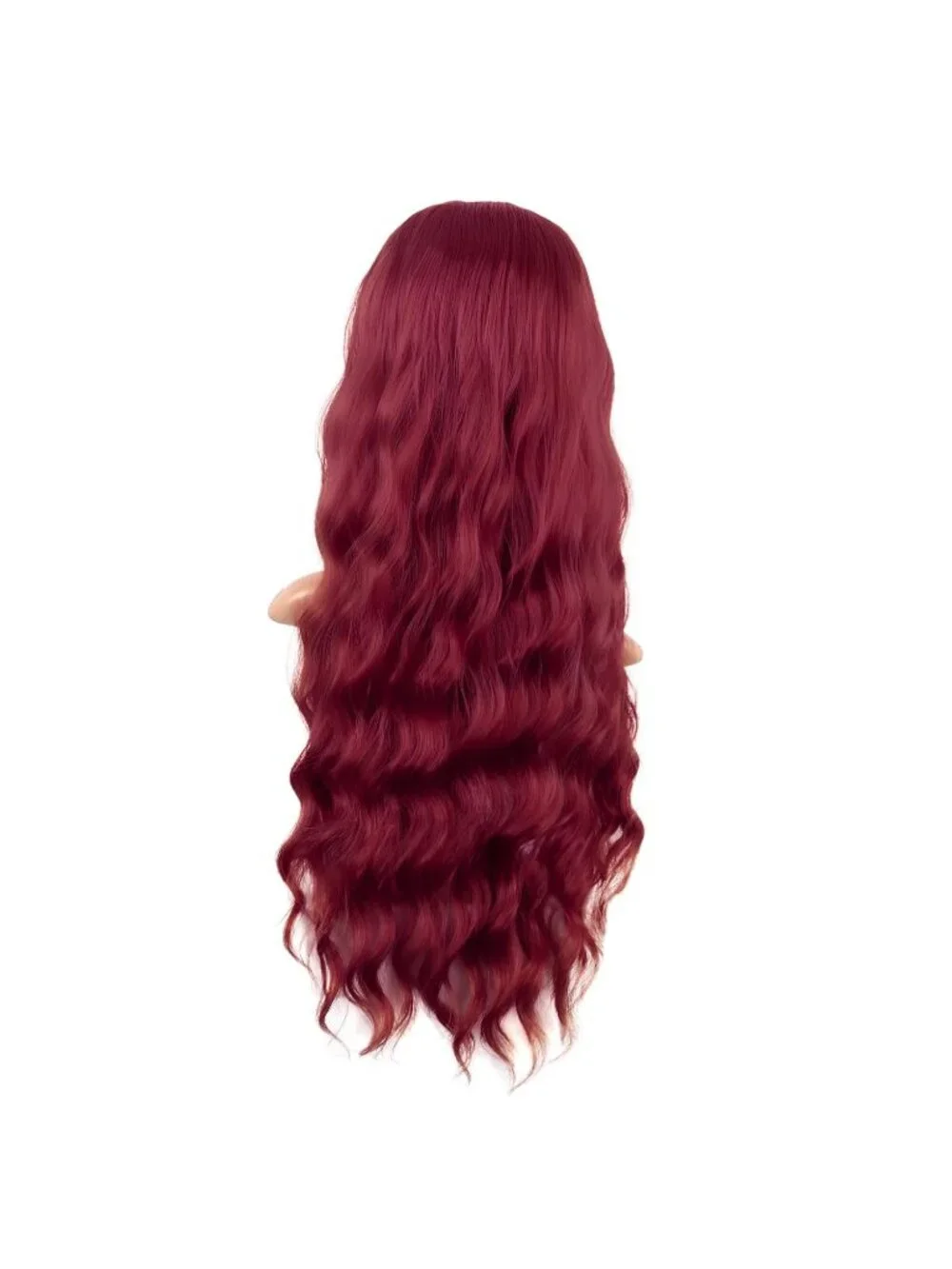 Women's Blood Red 28 Inch Synthetic Fiber Long Middle Part Curly Cosplay Wigs